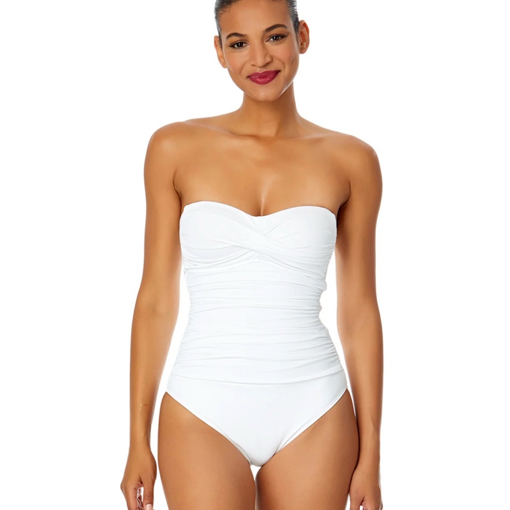 Anne Cole White Strapless One Piece Swimsuit 6